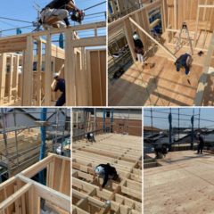 4月27日・桑名市江場にて新築建方を行いました。